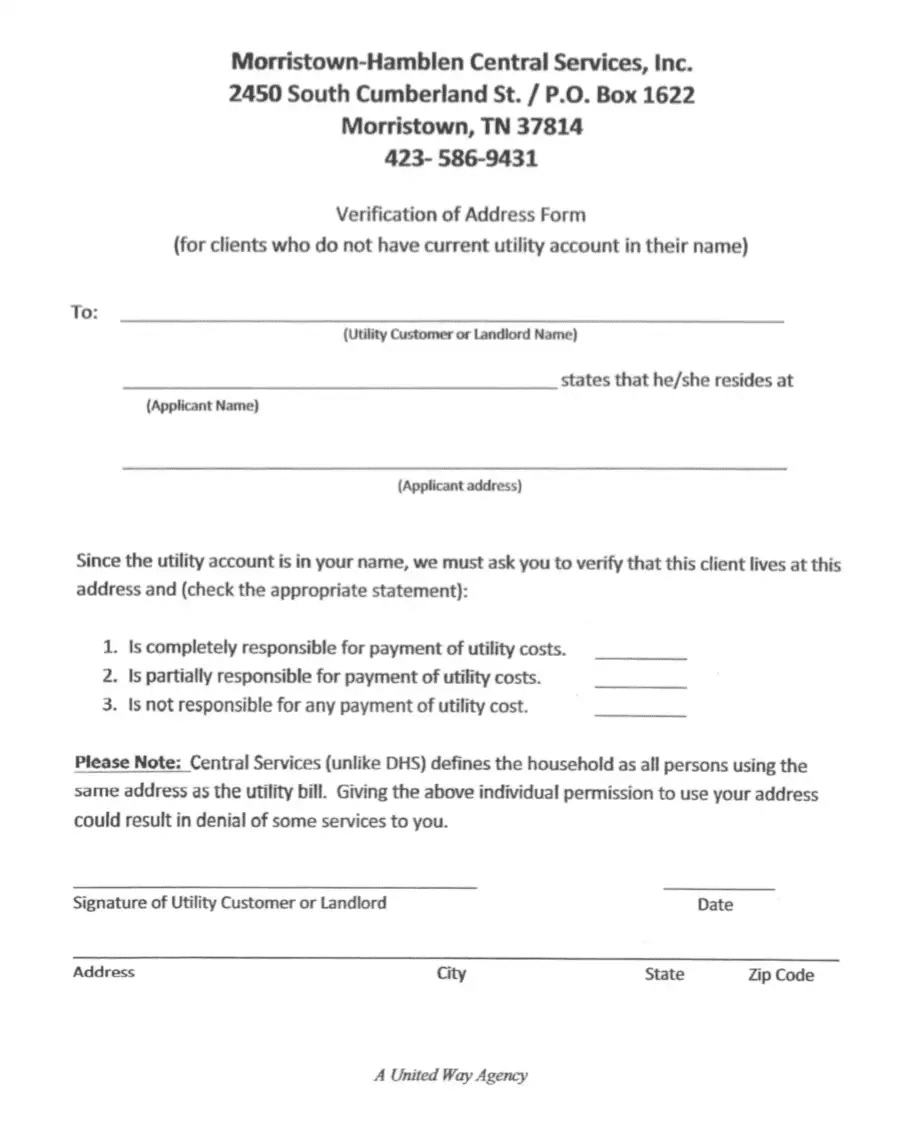 preview image of the address verification form document